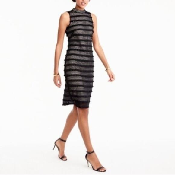 J. Crew Black Embroidered Fringe Sheath Dress Summer Office Business Casual Sz 8 - Picture 2 of 15
